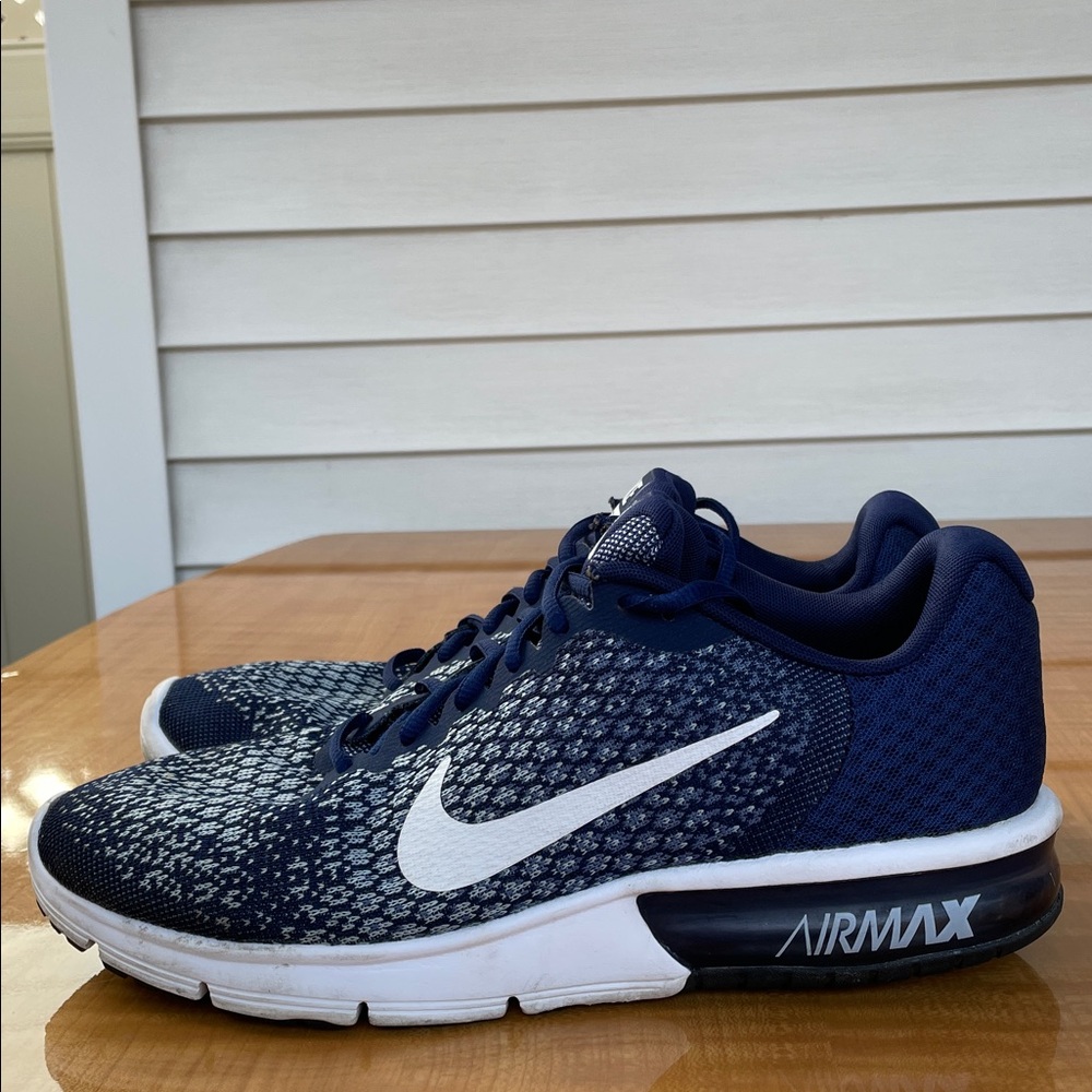 Nike Men’s Air Max Sequence 2 Blue and White Running Shoes Size 12 - Picture 2 of 9